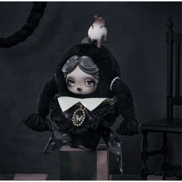 New SKULLPANDA x Wednesday Plush (Classic Dress Version) - Popmart NYC Pop-Up - Picture 2 of 5